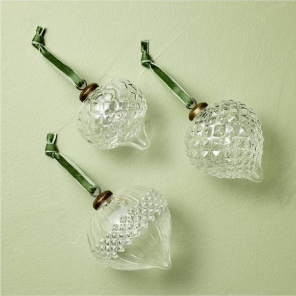 Set of 3 Ornate Glass Bulb Christmas Tree Ornaments - Hearth & Hand Magnolia - Picture 2 of 3
